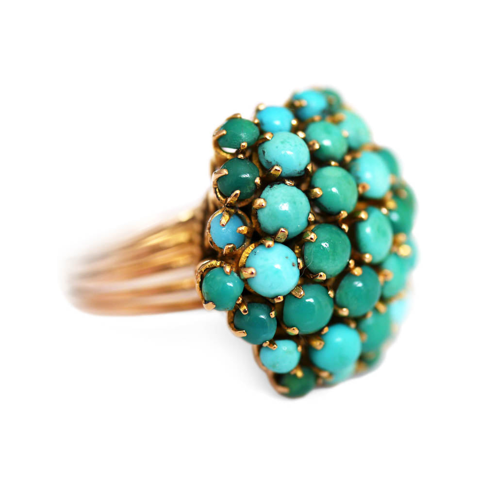 Confection of Turquoise Bombe Cocktail Ring 1960s