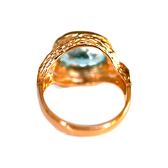 Vintage 1970s Blue Topaz Dress Ring photographed on a white background