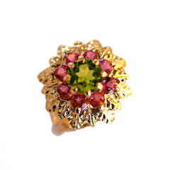 Peridot & Pink Tourmaline Dress Ring 1970