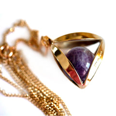 Enlightenment Amethyst Ball in a Triangle Necklace 1973