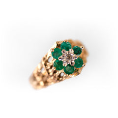Vintage Emerald & Diamond Dress Ring 1970s