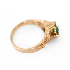 Emerald & Diamond Vintage Dress Ring 1970s