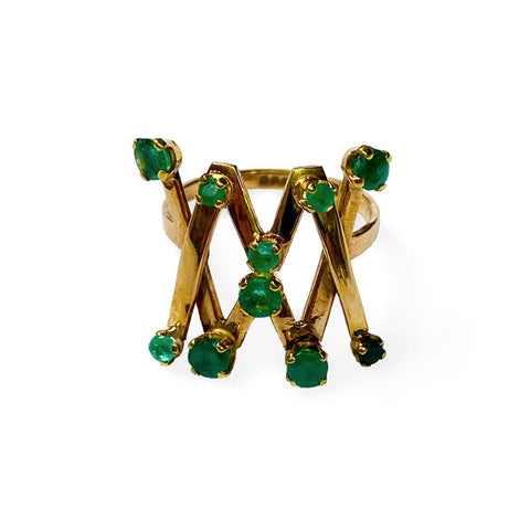 Extraordinary Emerald Modernist Ring