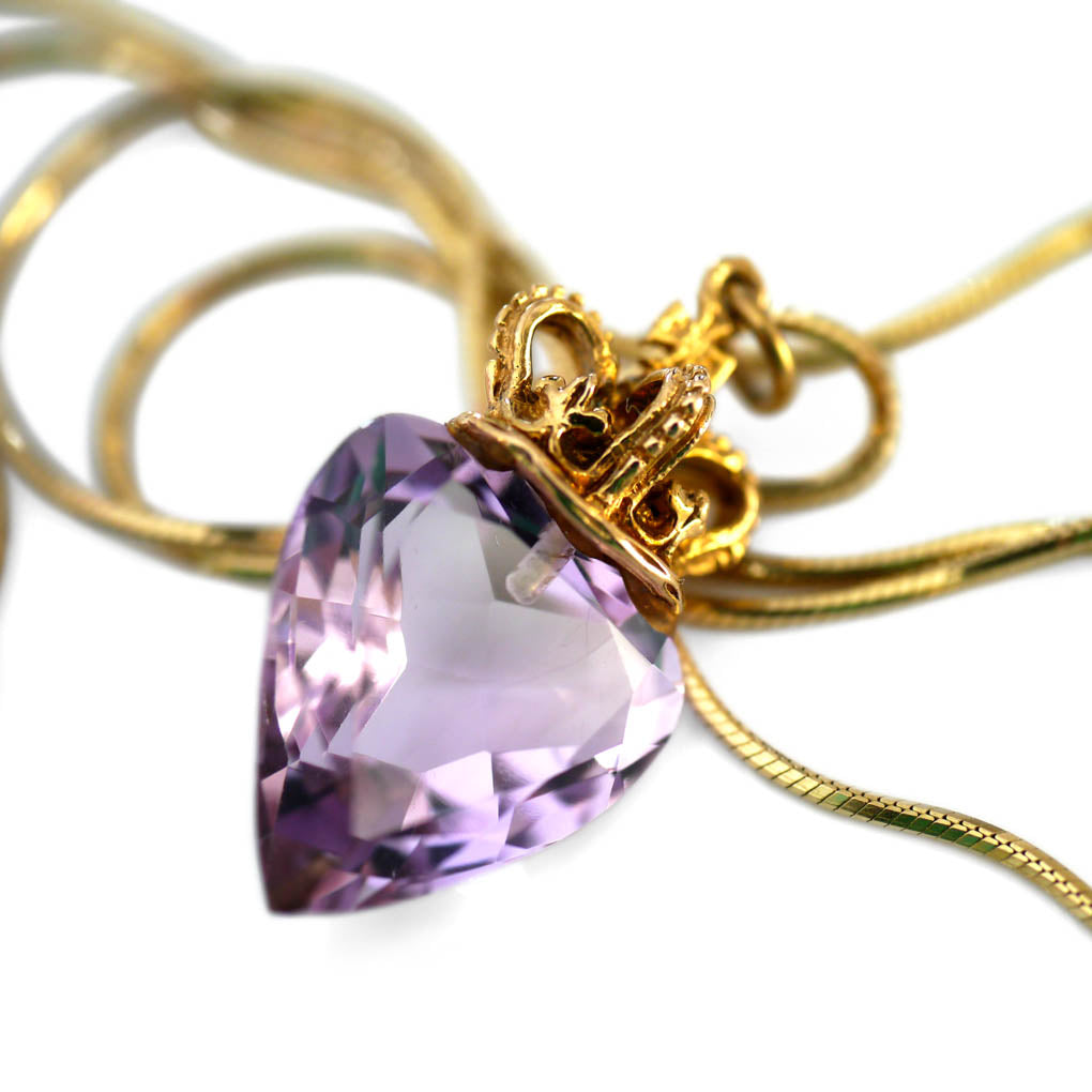 Alluring Amethyst Crowned Heart Necklace 1979