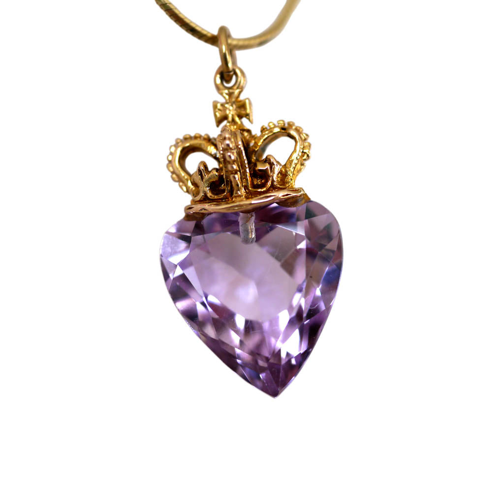 Alluring Amethyst Crowned Heart Necklace 1979