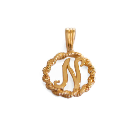 Gold Vintage Initial N Pendant