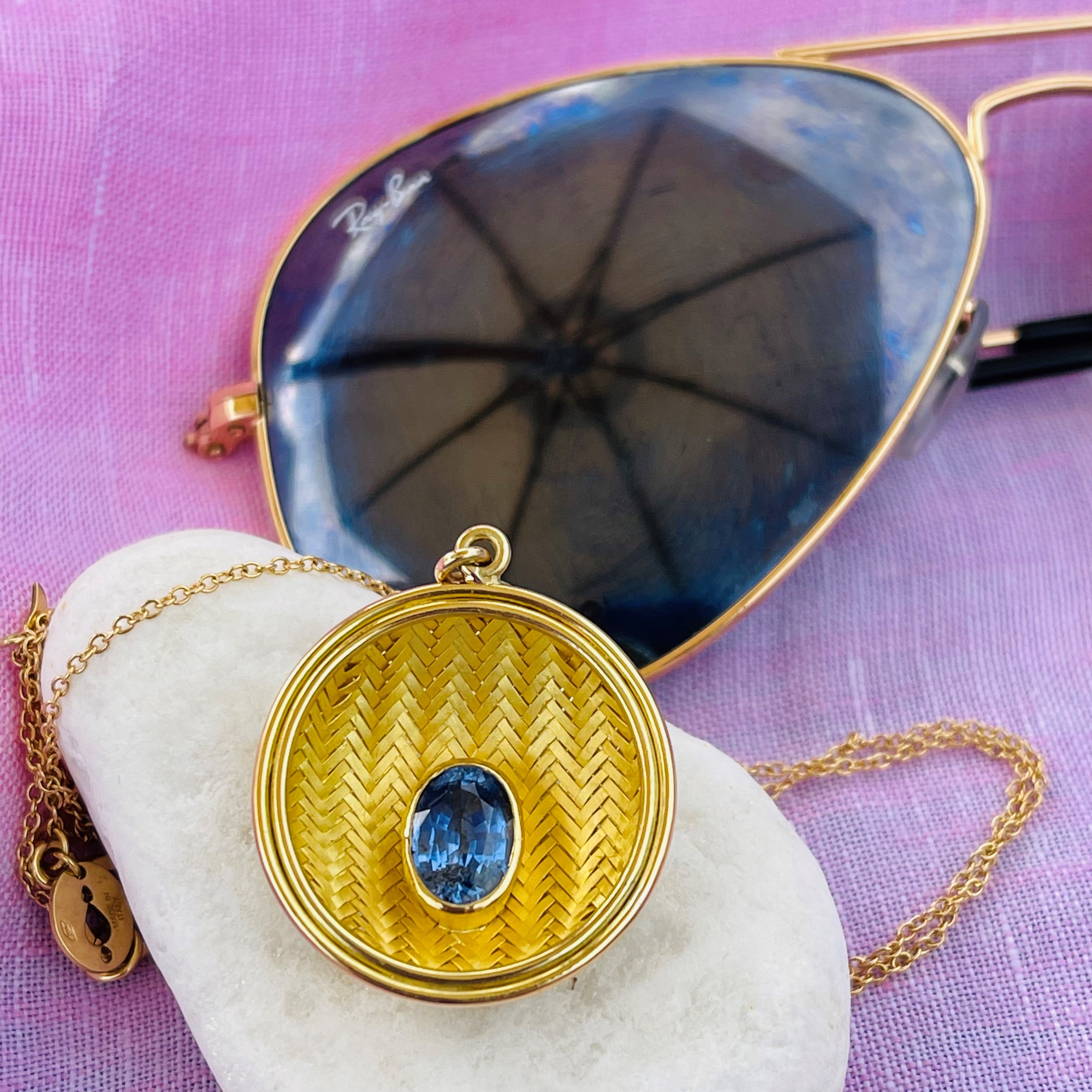 Ceylon Blue Sapphire Gold Weave Necklace