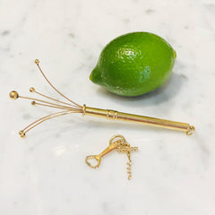 Articulated Swizzle Stick Cocktail Gold Pendant c.1970s
