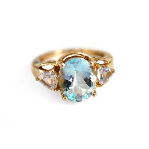 Aquamarine Ring & White Topaz Vintage Ring