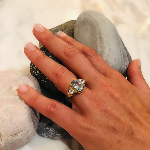 Astounding Aquamarine Ring & White Topaz Ring