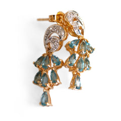 Vintage Blue Sapphire & Diamond Cocktail Earrings