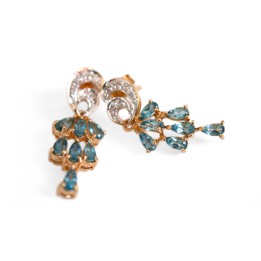 Blue Sapphire & Diamond Cocktail Earrings