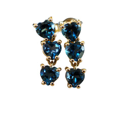 Blue Topaz Triple Heart Cocktail Earrings