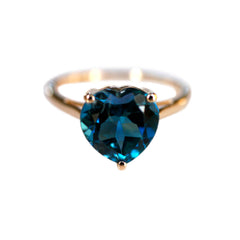 Blue Topaz Heart Dress Ring 1980s