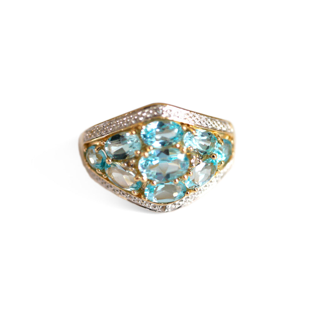 Blue Topaz & Dazzling Diamond Dress Ring