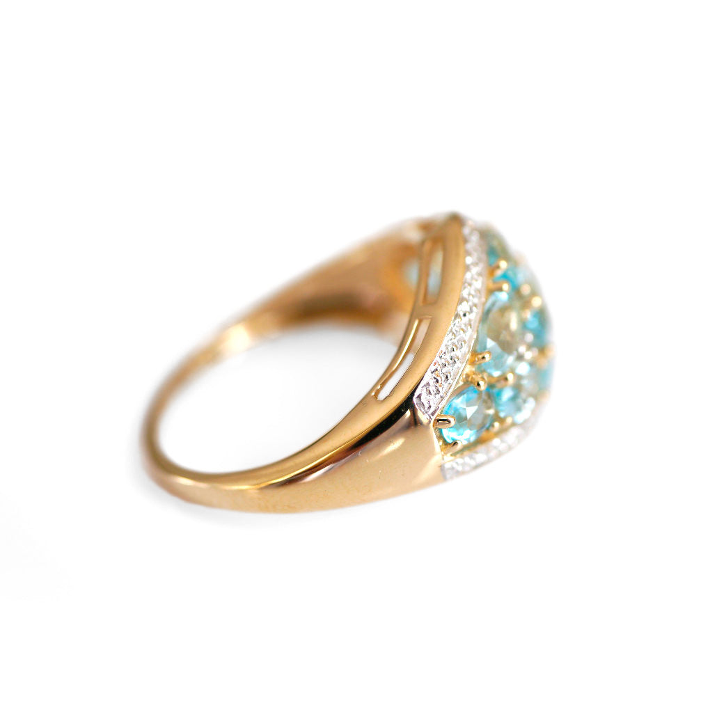 Vintage Blue Topaz & Dazzling Diamond Dress Ring