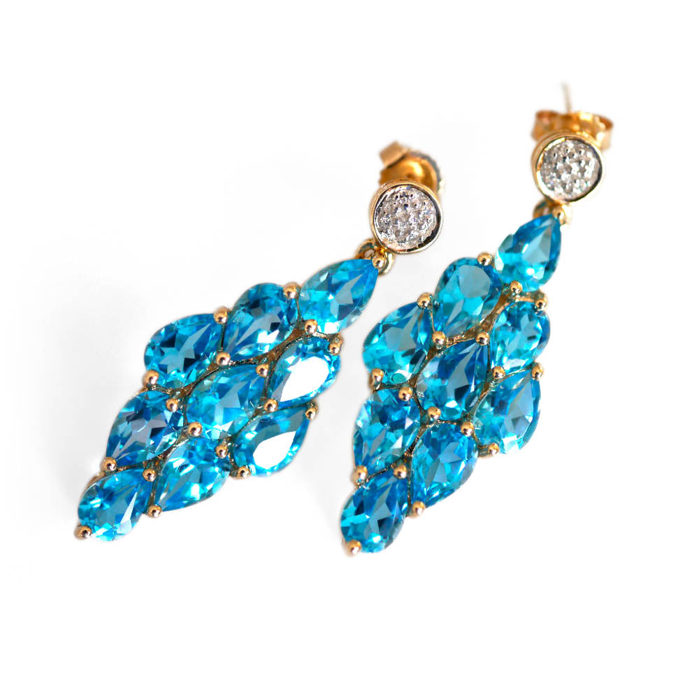 Blue Topaz & Diamond Vintage Earrings