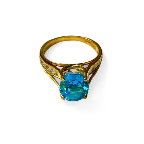 Blue Topaz & Diamond Ring