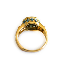 Blue Topaz and Diamond Rubover Cocktail Ring