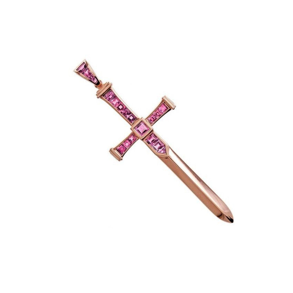 Garrard Pink Tourmaline Knightrider Cross Pendant