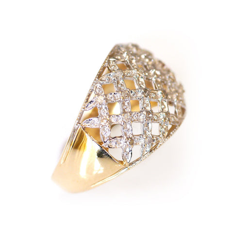 Dazzling Diamond Latticed Gold Ring