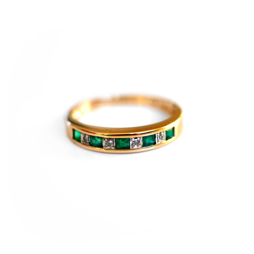 Emerald & Diamond Half Eternity Dress Ring