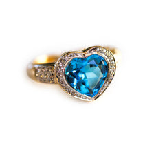 Diamond & Swiss Blue Topaz Lovebox Ring 2005