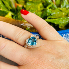 Diamond & Swiss Blue Topaz Lovebox Ring 2005