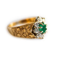 Diamonds and Emerald Barked Ring 1975