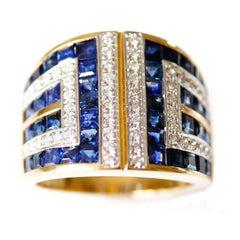 Dazzling Diamond and Sapphire Cocktail Ring