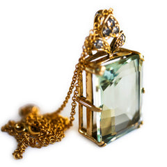 Emerald Cut Prasiolite and Diamond Cocktail Necklace 2005