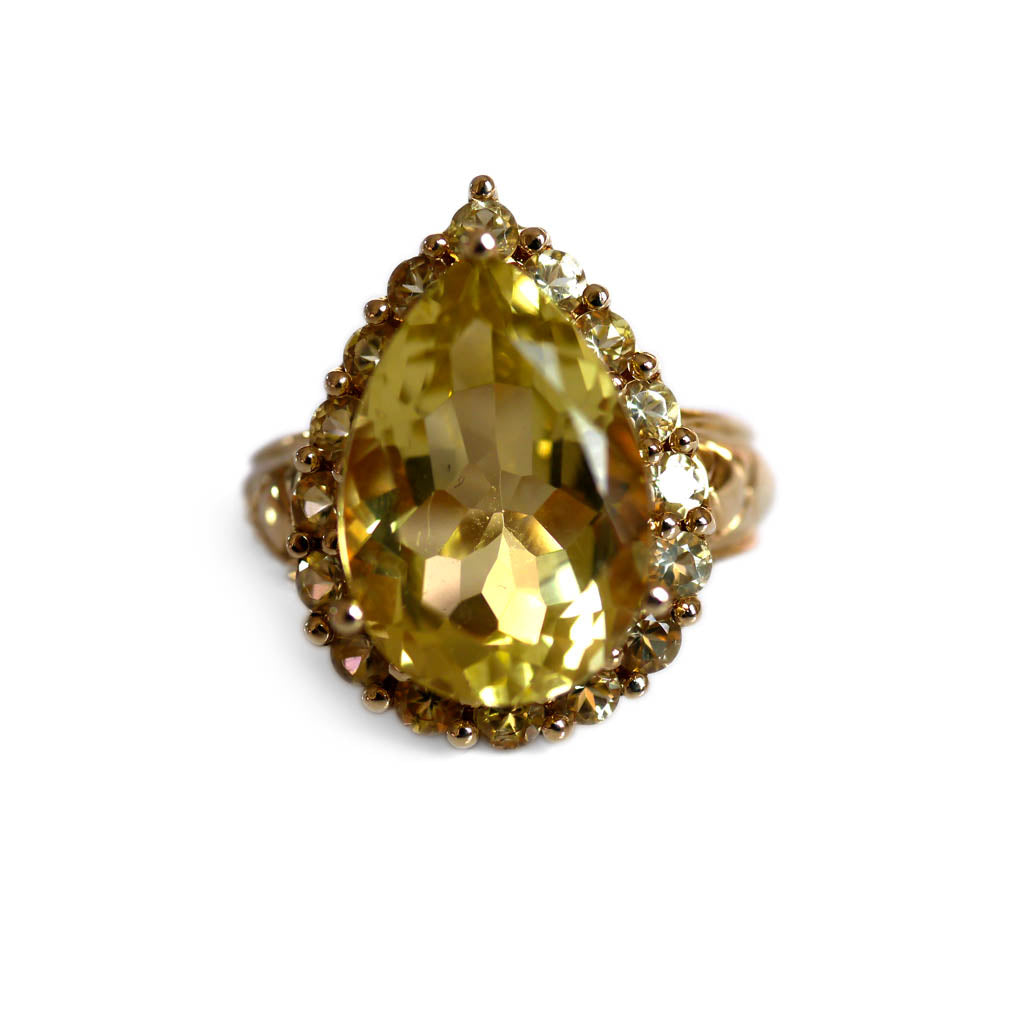Enormous Oro Verde Pear Drop Cocktail Ring 2007