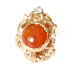 Fabulous Fire Opal and Diamond 1970s Cocktail Ring