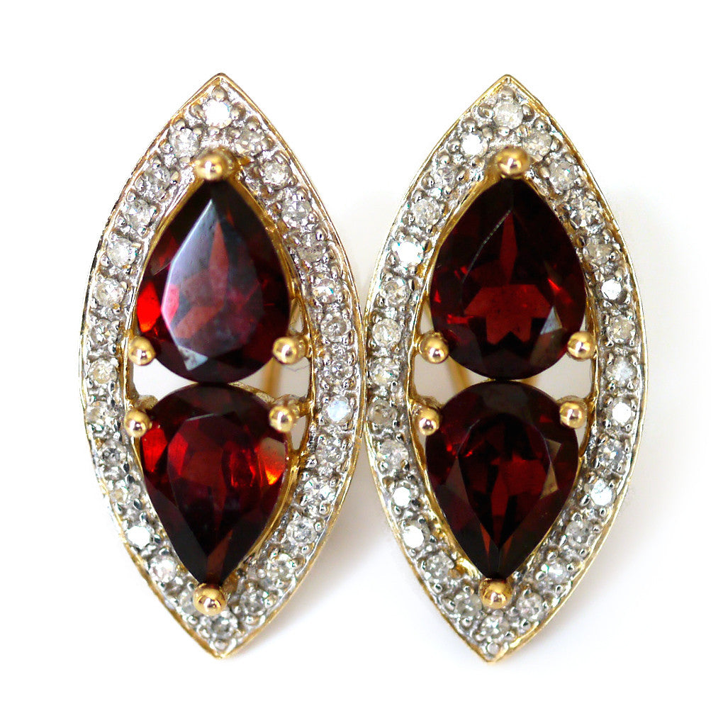 Garnet and Diamond Vintage Earrings