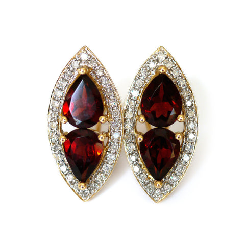 Glittering Garnet and Diamond Earrings