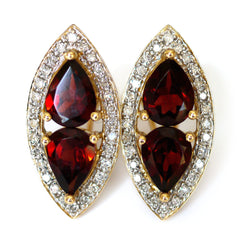 Garnet and Diamond Vintage Earrings