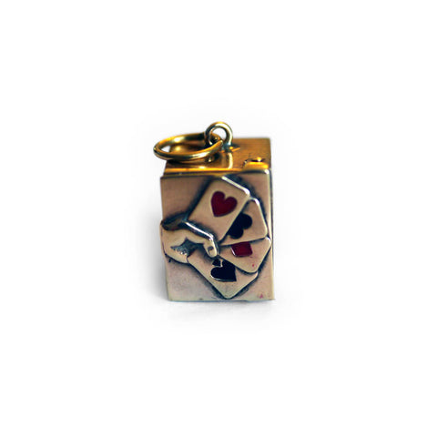 Georg Jensen Articulated Enamelled Gold Deck of Cards 1969 Pendant