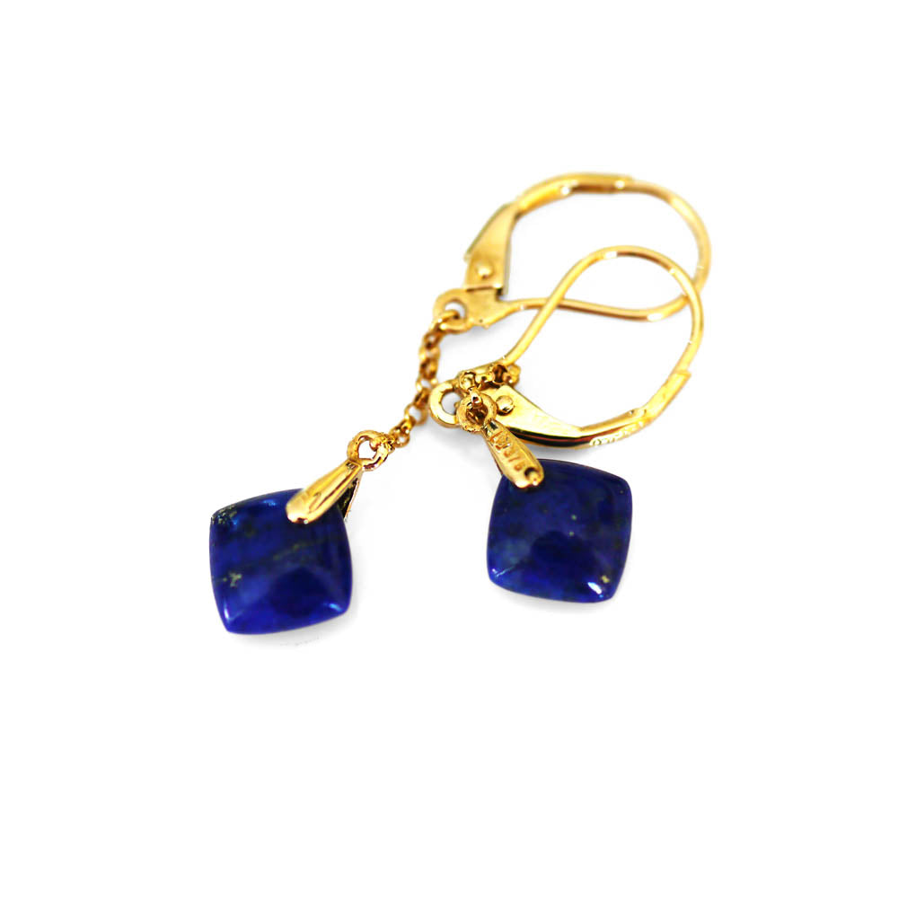 Lapis Lazuli Drop Earrings photographed on a white background