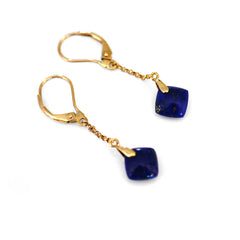 Vintage Lapis Lazuli Drop Earrings photographed on a white background