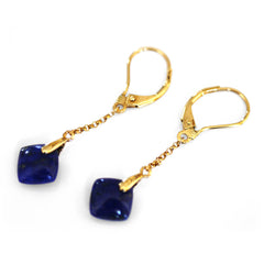 Vintage Lapis Lazuli Drop Earrings photographed on a white background