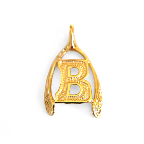 Gold Glorious Gold: Initial B Wishbone Pendant