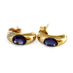 Iolite Goddess Gold Hoops