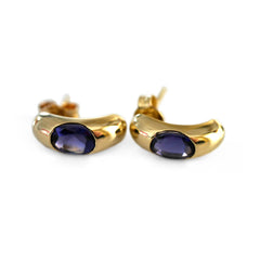 Iolite Goddess Gold Hoops
