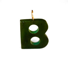 Gold & Green Jade Initial “B” Pendant