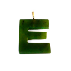 Gold & Green Jade Initial “E” Pendant