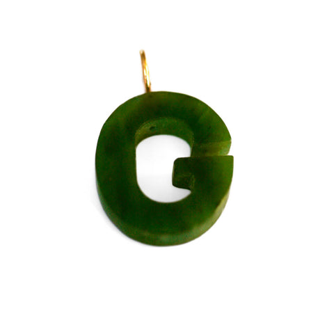 Gold & Green Jade Initial “G” Pendant
