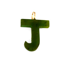 Gold & Green Jade Initial “J” Pendant