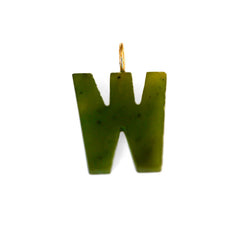 Gold & Green Jade Initial “W” Pendant