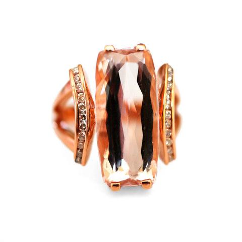 Magnificent Morganite and Diamond Rose Gold Cocktail Ring