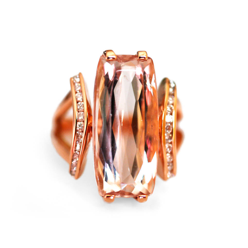 Magnificent Morganite and Diamond Rose Gold Cocktail Ring